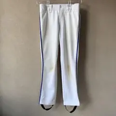 野球　ユニフォーム　足掛ストレート　ライン　パンツ　青　ロング　ズボン