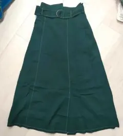 RayCassin 配色ステッチ　ロング　スカート ベルト付き