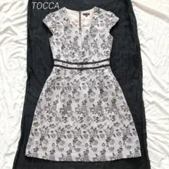 定価4万超　TOCCA トッカ　ミックス　ツイード　半袖　ワンピース　薔薇