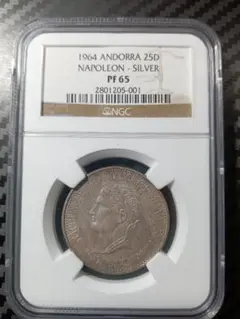 アンドラ 1964 ナポレオン1世 銀貨 NGC PF 65 ディナール銀貨