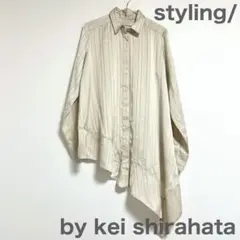 美品 kei shirahata アシンメトリー サテンシャツ ブラウス 光沢感