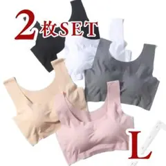 【2枚セットLサイズ】シームレス ノンワイヤー ナイトブラ 育乳 スポブラ