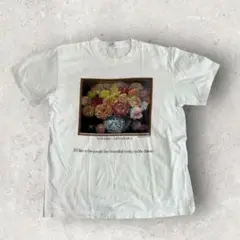 メンズTシャツ 半袖Tシャツ 花柄 クルーネックTシャツ (L) ホワイト