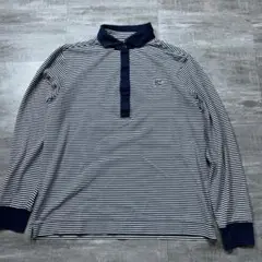 美品 BURBERRY バーバリー ゴルフ 長袖ポロシャツ ボーダー ロゴ M