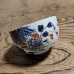 古伊万里 色絵 湯のみ ころ茶碗 金継ぎ練習用 骨董 アンティーク 金継ぎ 雀
