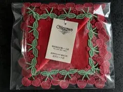 近沢レース　シーズンタオルハンカチ　さくらんぼ　レッド　赤