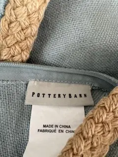 Pottery Barn リネン クッションカバー 50x50 アイスブルー　②
