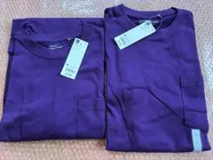 【即決】新品 2点セット GU コットンオーバーサイズT XL パープル