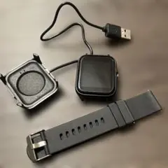 【408】新品 スマートウォッチ ブラック 本体 充電ケーブル付き