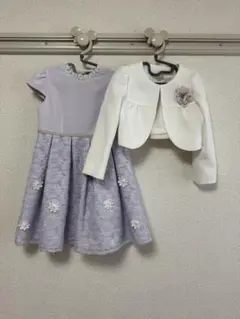 petitmain ラベンダー花柄ドレスとホワイトジャケットセット