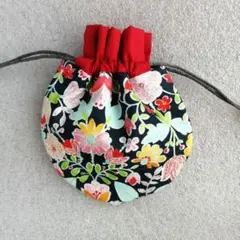 まんまるミニ巾着袋216　中　横12cm 花柄