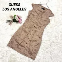 【GUESS ゲス】ワンピース/ジレ/羽織り/ベージュ/体型カバー/重ね着/淡色