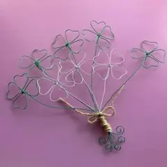 針金アート　クローバー　壁飾り　ハンドメイド