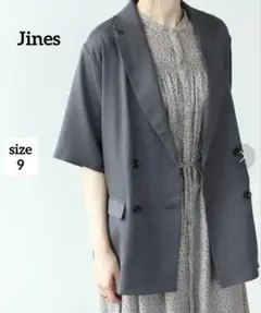 Jines　ジネス　ハーフスリーブテーラードジャケット　チャコールグレー