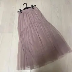 【最終お値下げ】♣︎しまむら♣︎ロングチュールスカート【M】フレア　ピンクベージュ