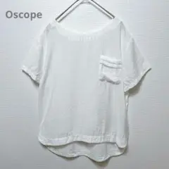 【Oscope】Tシャツ　半袖カットソー　ホワイト　シンプル　ポケット　M