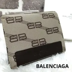 【未使用】バレンシアガ 2つ折り財布 モノグラム レザー ウォレット