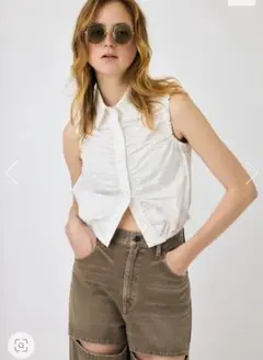 moussy GATHER SLEEVELESS シャツ