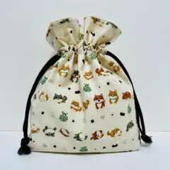 ハンドメイド 巾着袋 柴犬 おむすび
