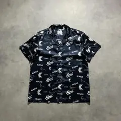 00s Karl Kani ロゴ 総柄 オープンカラー ポリエステル シャツ