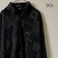 90s IBERIA/ボタンダウン ポリシャツ/M/ブラック