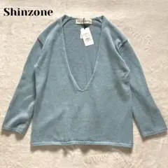 【タグ付き未使用】コットンカシミヤVネックローゲージニットプルオーバー
