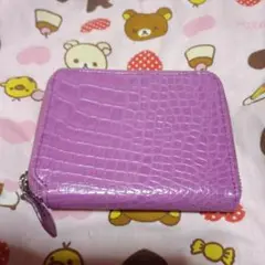 ピンク クロコダイル風 二つ折り財布