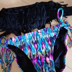 マルチカラー フリンジ セパレート水着