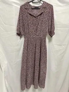 a.g.plus 花柄 半袖 シャツワンピース フリーサイズ 夏秋用 紫 清楚系