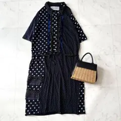 美品 パドカレ 洗える パッチワークワンピース シルク 綿 レース フリル