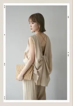 シボ加工バックツイストブラウス　デザイン　frene lumier