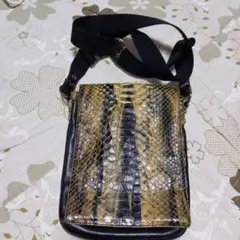 レザー ×ヘビ革ショルダーバッグ