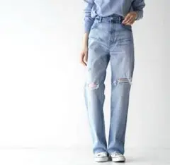 YANUK ボーイズストレート LEA ダメージ加工 24インチ