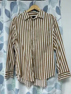 H&M 茶色と白のストライプ長袖シャツ