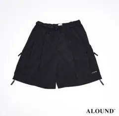 【ALOUND】■ツータック ベンチレーション ナイロン ショーツ (黒S)■