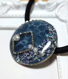 【匿名配達メール便】水面模様のヘアゴム　ハンドメイド