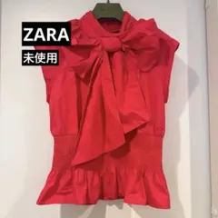 ZARA 未使用 ピンクリボンブラウス