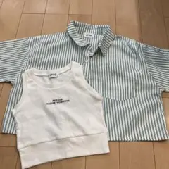 LTXC ストライプ半袖シャツ＆タンクトップセット