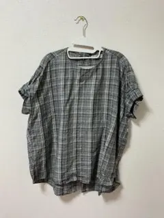 any FAM リネンチェック柄半袖シャツ