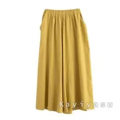ワイドパンツ イエロー ウエストゴム 新品タグ付き