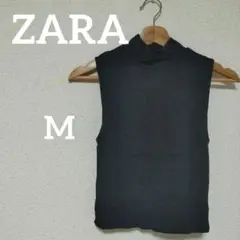 ZARA 【M】ブラック ノースリーブ トップス シンプル
