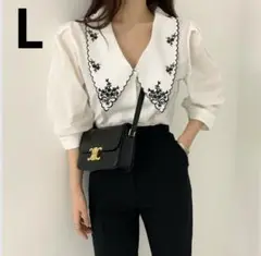 春　人気 シャツ 綺麗め 可愛い 白 レディース 新品　柄 訳あり 襟 花柄