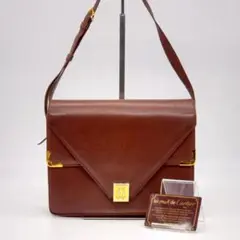 極美品✨カルティエ ショルダーバッグ マストライン スクエア レザー ボルドー