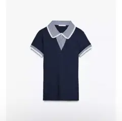 【新品未使用】ZARA ピーターパンカラーリブ編みTシャツ Lサイズ
