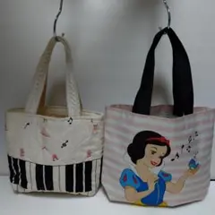 ✨MILK白雪姫✨ボーダーミニトートバッグ＆レッスンバッグ ピアノ柄♪2点