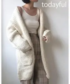 TODAYFUL ハンドニットロングカーディガン エクリュ 手編み ローゲージ