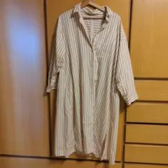 LEPSIM/ベージュと白のストライプ ロングシャツ
