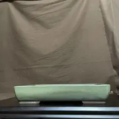 盆栽鉢 植木鉢 観葉植物 山野草 常滑焼 青磁 長方形浅鉢 時代物