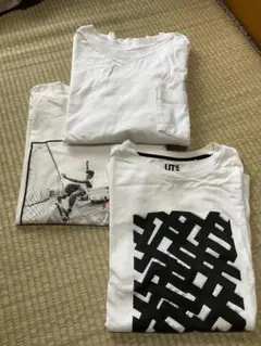 ホワイト グラフィックプリント Tシャツ ３枚セット