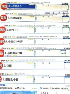 小学5年　算数　1学期　カラーテスト　啓林館　光文書院　A